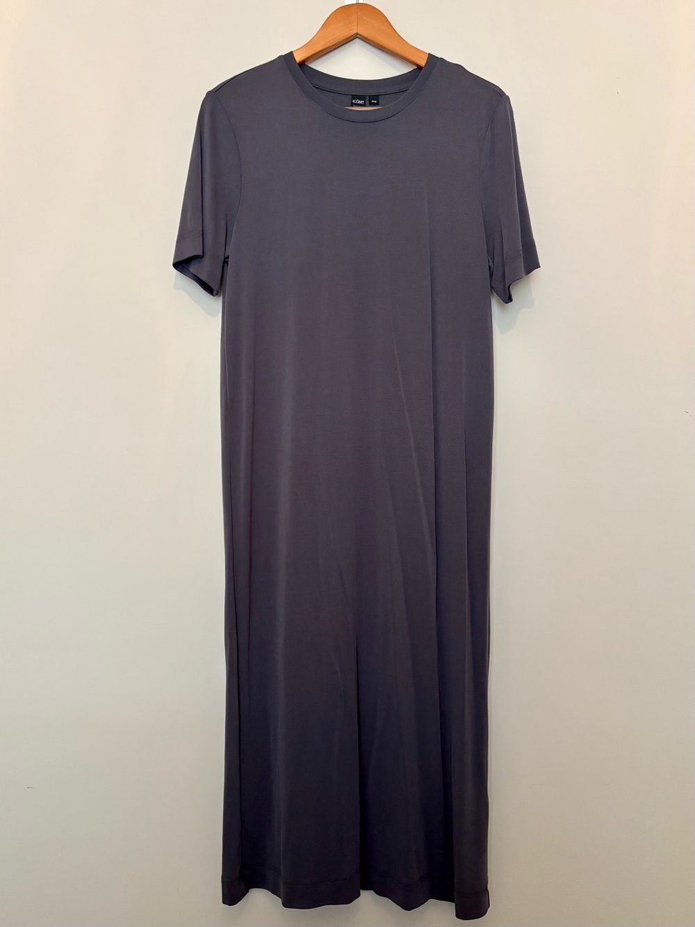 Women's Short-Sleeve Jersey Maxi Dress in Charcoal